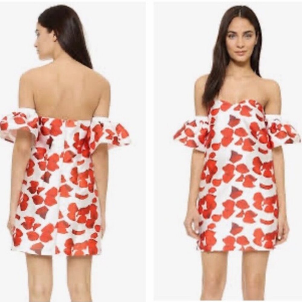 re:named Red Petals Off-Shoulder Dress